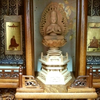 m【欅/栓 仏壇 童心43-18号後板猫戸蒔絵】三段重ね(二段使用も)　閉眼供養済み