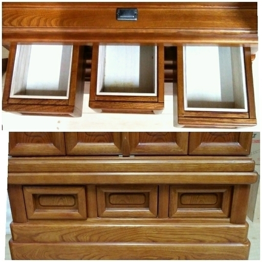 m【欅/栓 仏壇 童心43-18号後板猫戸蒔絵】三段重ね(二段使用も) 閉眼