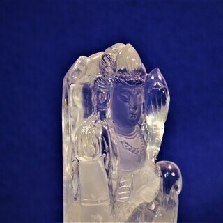 水晶観音像 H14cm 610g 天然水晶 クリスタル仏
