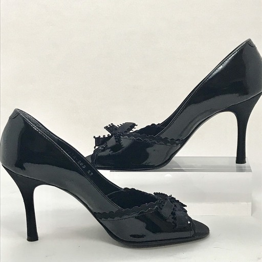 新品未使用DIANAダイアナオープントゥパンプス黒ブラックエナメル