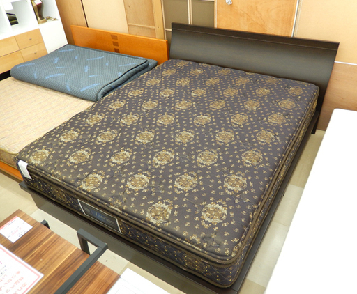 札幌市/清田区 Serta/サータ 収納付き クイーンベッドセット サータiSeries ノーマルBOXトップ 高級ベッド