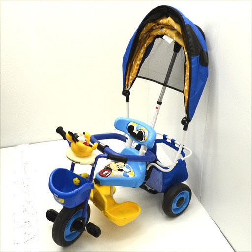 ides ミッキーマウス 三輪車 ブルー  舵取り棒付き　(0220302024-T)