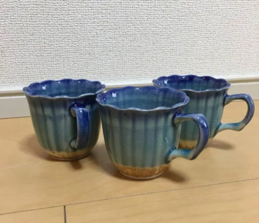 ブルーのコーヒーカップ 3つセット