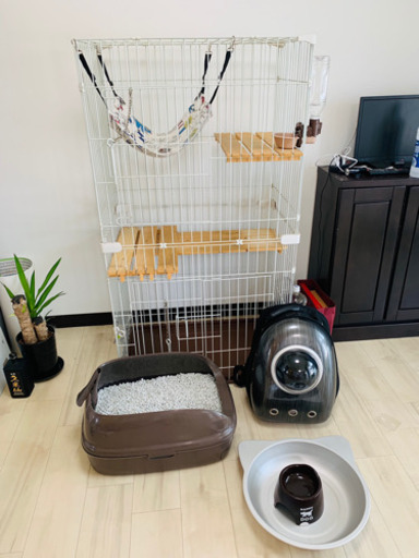猫ケージ二段\u0026用品一式