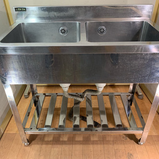 業務用 ステンレス 2層シンク流し台 W900xD450xH800mm