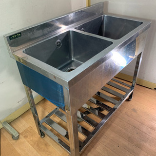 業務用 ステンレス 2層シンク流し台 W900xD450xH800mm