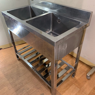 業務用 ステンレス 2層シンク流し台 W900xD450xH800mm
