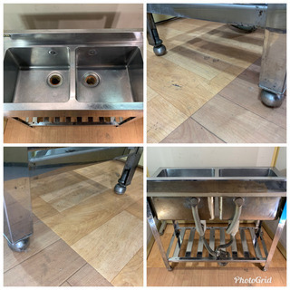 業務用 ステンレス 2層シンク流し台 W900xD450xH800mm