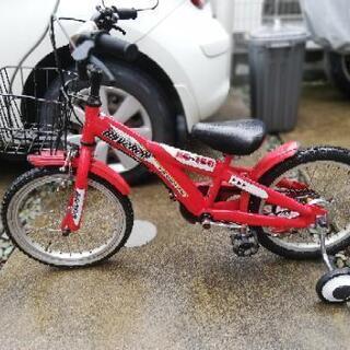 (商談中)写真の子供自転車あげます。16インチ赤色補助輪付き