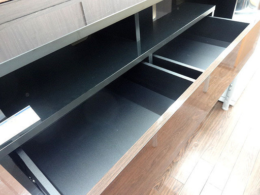 札幌 引き取り AVボード/テレビ台 テレビボード 鏡面加工 黒×木目  