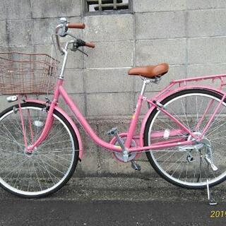 ピンク色がかわいい自転車です