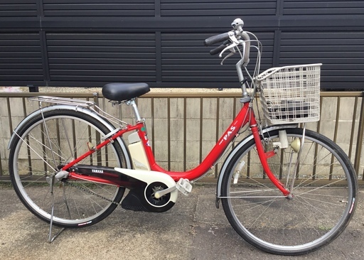 ＜動作品＞ヤマハ 電動アシスト自転車 PAS 3段変速 26インチ・Ｘ-211充電器付・サドル新品交換