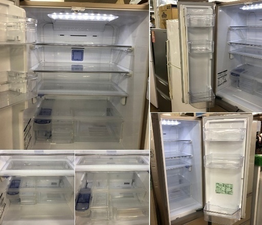 美品【 MITSUBISHI 】三菱 465L 6ドア冷凍冷蔵庫 フレンチドア 自動製氷機付 ｽﾘﾑな本体 MR-R47Z