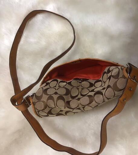 COACH 』ミニシグネチャーショルダー 6842 カーキ×ライトブラウン