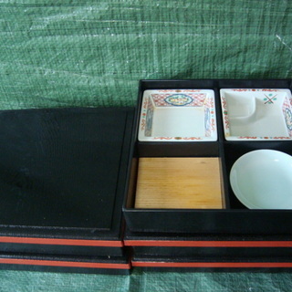 松花堂弁当箱　５点セット　サイズ：２５．５センチ角　