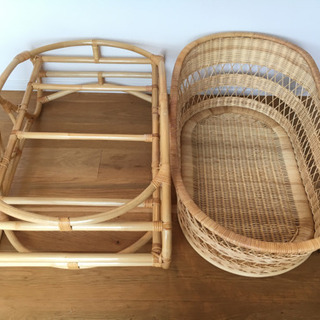 美品 ゆりかご 籐 ラタン