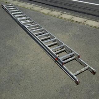 中古  ２段ハシゴ  全長7.6m  縮長4.64m  伸縮 ２連はしご