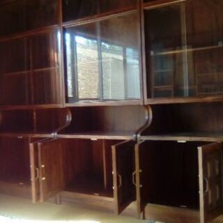 昭和レトロ　木製書棚　飾り棚　食器棚