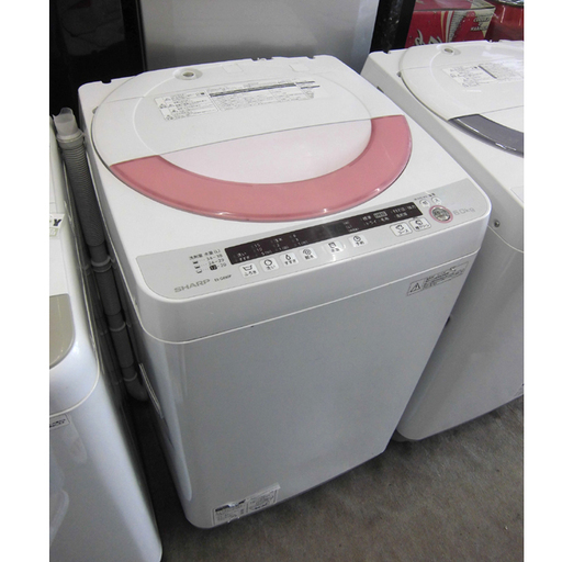 札幌 2015年製 6kg 全自動洗濯機 シャープ ES-GE60P-P ホワイト×ピンク