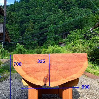 【ネット決済・配送可】樹齢約500年の天然木を使った檜木テーブル　