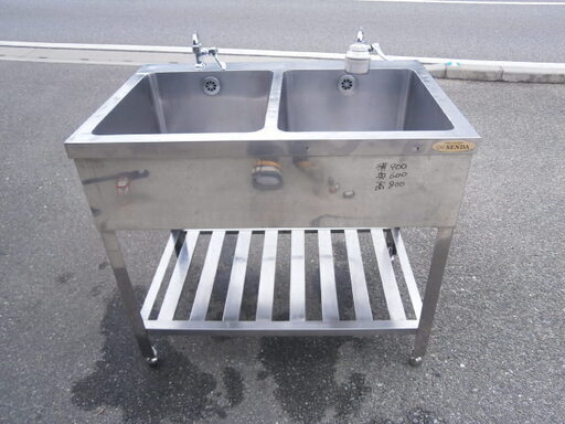 ☆中古品 厨房用品 2槽シンク サイズ：900×600×800㎜☆