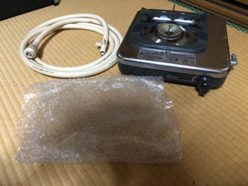 一口ガスコンロ リンナイ（都市ガス）ホース付き