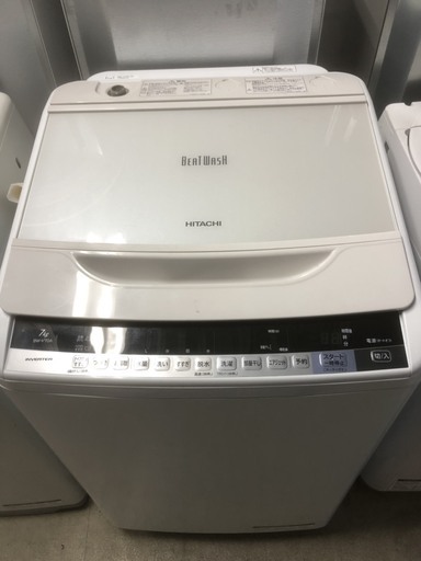 ☆中古 2017年製！ HITACHI　全自動電気洗濯機　BEATWASH　7kg　BW-V70A形　￥31,500！！