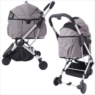 【新品】2way 多頭用 3輪 ペットカート　グレー　ペットバギー