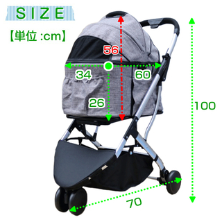 【新品】2way 多頭用 3輪 ペットカート　グレー　ペットバギー