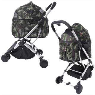 【新品】2way 多頭用 3輪 ペットカート　迷彩（カモフラージュ）ペットバギー
