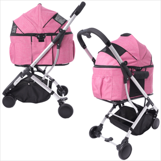 【新品】2way 多頭用 3輪 ペットカート　ローズ　ペットバギー