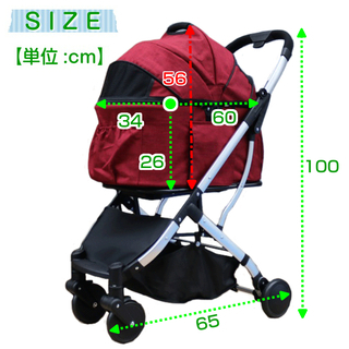 【新品】2way 多頭用 4輪 ペットカート　ワインレッド　ペットバギー