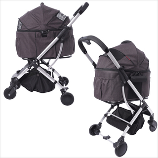 【新品】2way 多頭用 4輪 ペットカート　ダークブラウン　ペットバギー