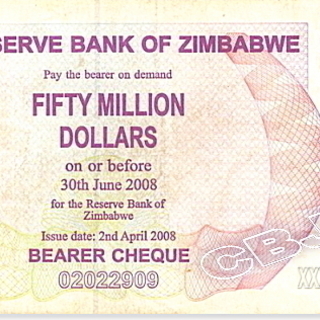 5千万 ジンバブエ ドル、　ジンバブエ　紙幣、貨幣、旧札、札、使...