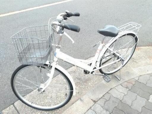 ♪ジモティー特価♪白いストレートフレームがおしゃれな２６型中古自転車　シマノ内装3段変速・ＬＥＤオートライト　新大阪　サイクルキッズ