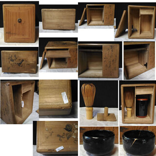 c018 茶箱 茶道具セット 抹茶碗 振出 棗 茶道具