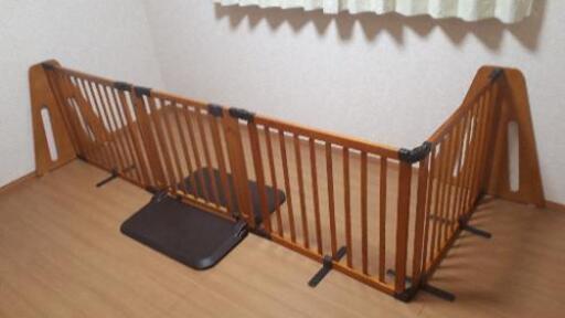 ベビーゲート 木製 ブラウン 自立式