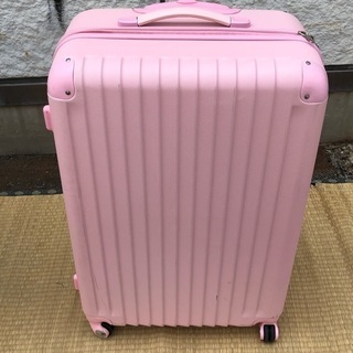 ファスナータイプのスーツケース　キャリーバッグ　ピンクカラー J...