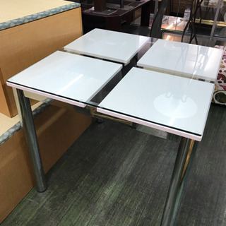 ダイニングテーブル 8080 ★79211 白 ガラス