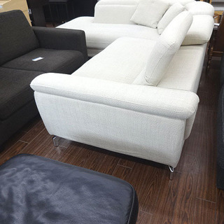 札幌 引き取り ニトリ カエルム L字ソファ/コーナーソファ 布張り ヘッドレスト クッション付き