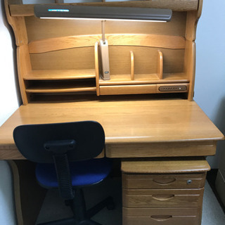 中古、水色は売約済み】学習机、袖机2式（DESKLAND by OKUMOTO）