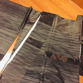 本場鹿児島大島紬 着物 珍品！横段にカトレア