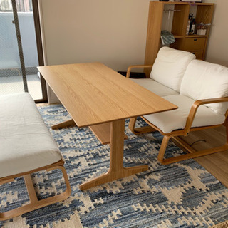 無印良品 リビングダイニングでもつかえるベンチ・チェア3点セット 無印良品 テーブル チェア ベンチ 3点セット リビングでもダイニング