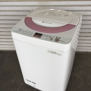 シャープ 6.0kg 全自動洗濯機　ピンク系SHARP 穴なし槽...