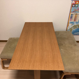 交渉中✳︎無印✳︎リビングでもダイニングでも使えるテーブル・ベンチセット★購入3ヶ月  美品です★