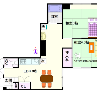 【井筒マンション】1号タイプ！2ＬＤＫタイプ！ペットＯＫ（小型犬...