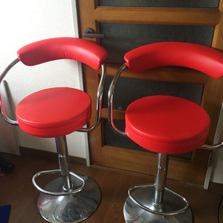 赤 椅子 2脚セット 