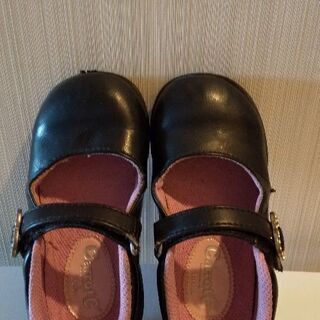 女の子 靴 キャロット 黒 15cm フォーマルシューズ