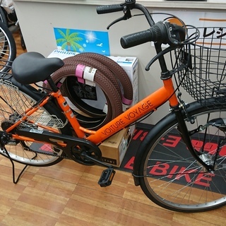 自転車　27インチ　オレンジ　変速あり 自転車 27インチ オレンジ 変速あり 27インチ 変速6段 LEDオートライト