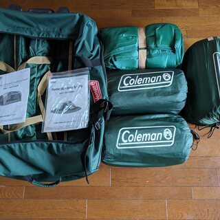 コールマン　テント＆タープ＋テント内マット＋寝袋3人分＋専用キャリーバック